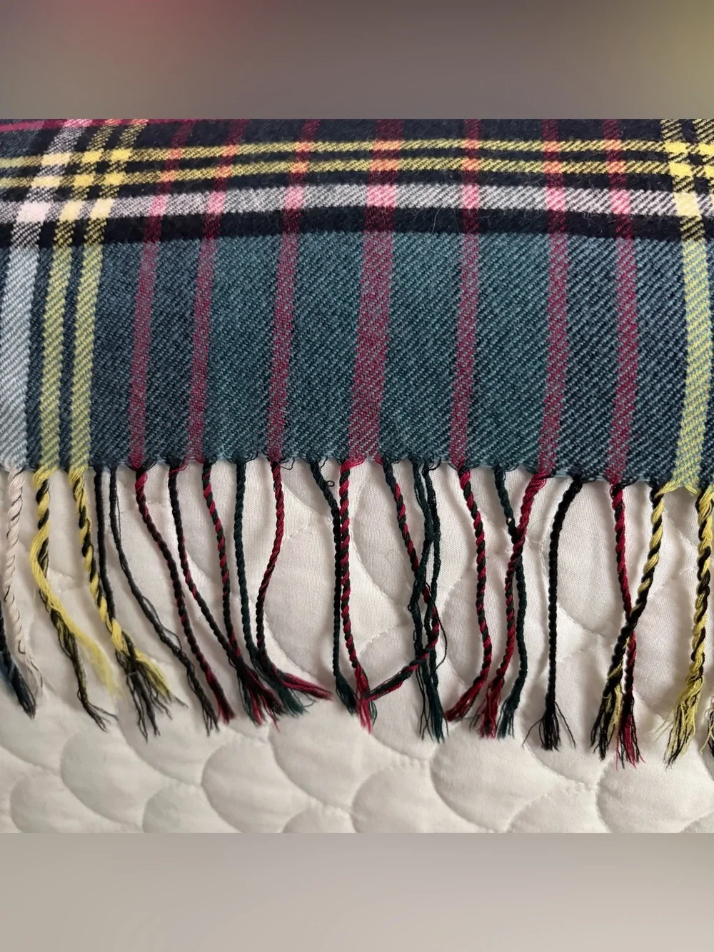 VTG Burberrys Cashmere/Wool 70/30% Blanket Throw Blue Plaid Scotland Flaws As Is